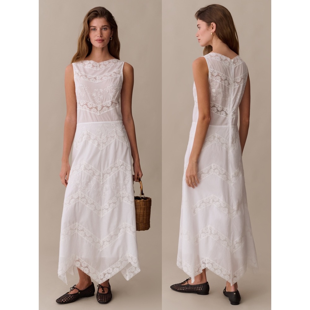 NWT Sorella Perlina Cotton Lace Maxi Dress in White - Size XS